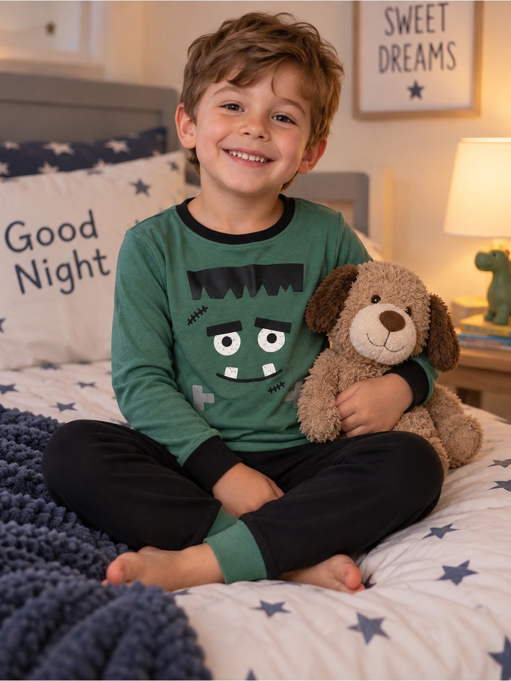 Old Navy Green & Black Frankenstein Kids Pajama Set